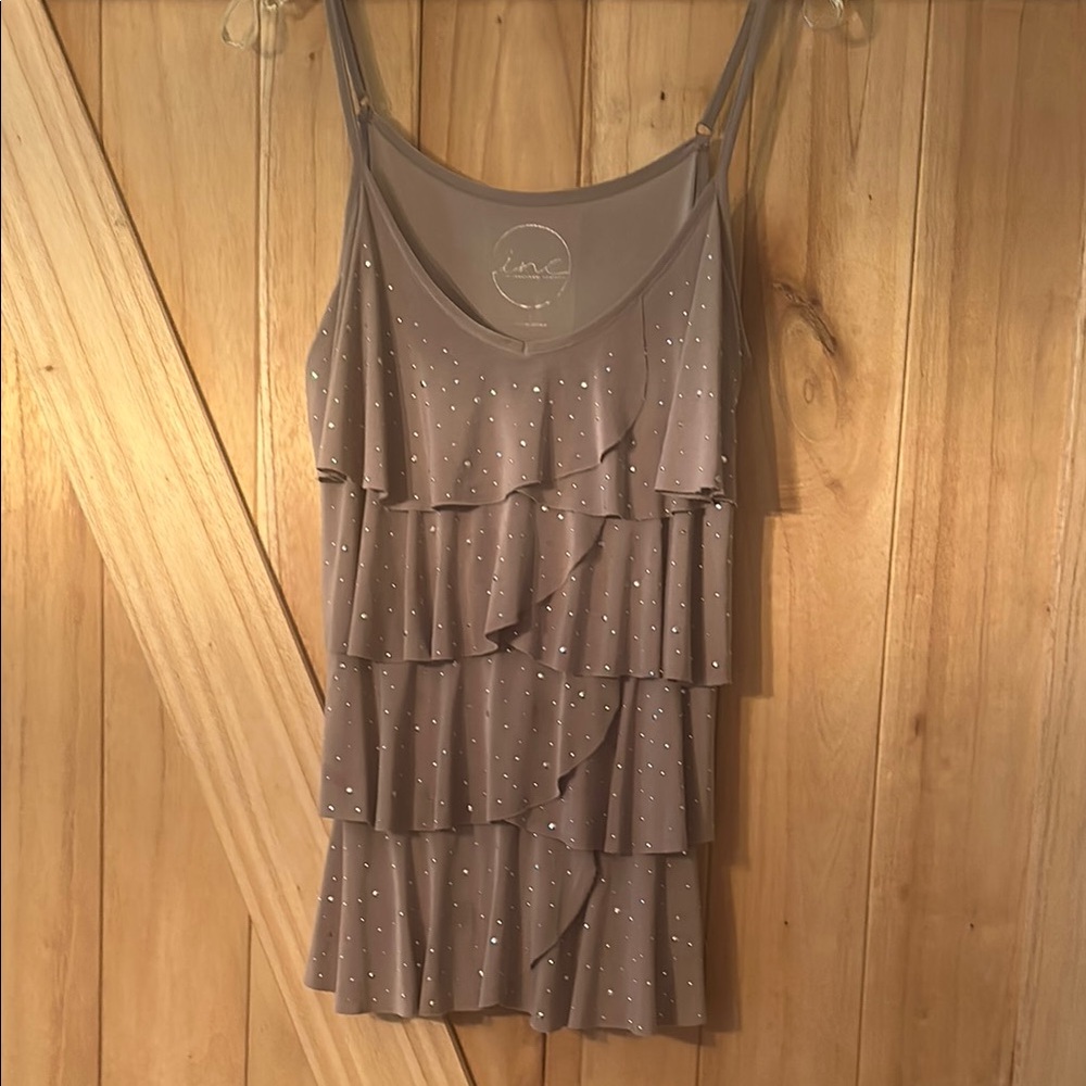 INC International Concepts Brown Ruffled Tank Top